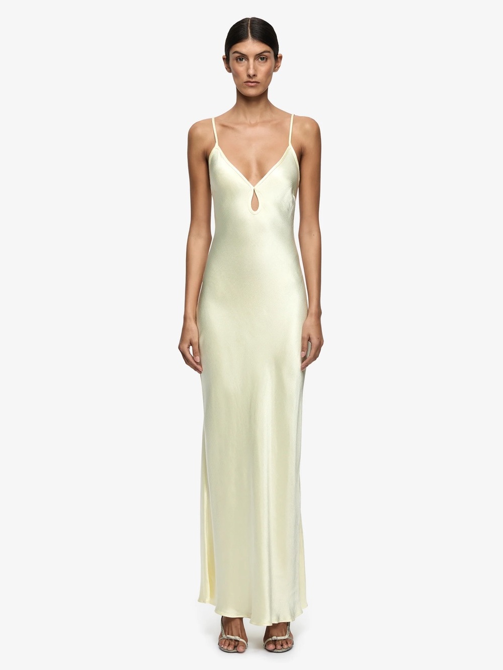 Bec & Bridge Satin Slip Maxi Dress in Pale Yellow - Picture 4 of 6